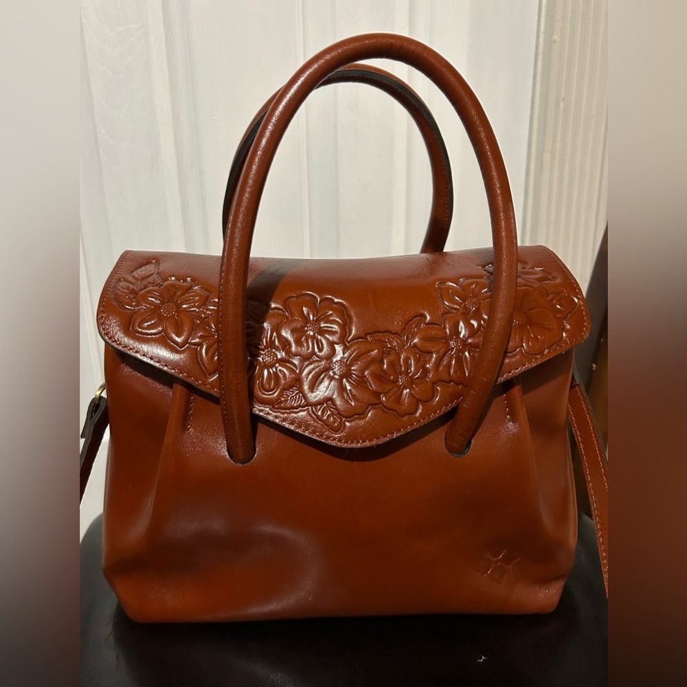 Patricia Nash Tan leather Satchel cross body bag